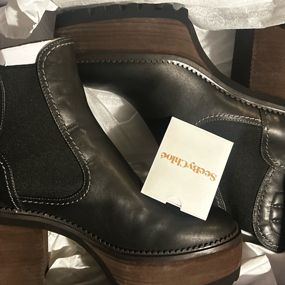 See by Chloe Black Erika Heeled Boots Size 41 EU